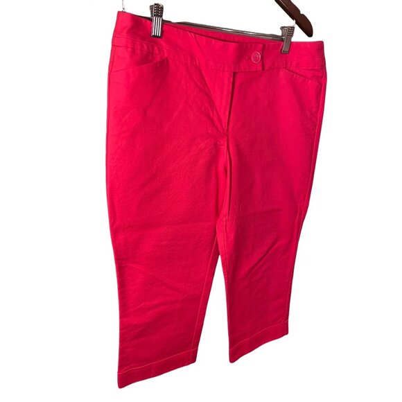 Ann Taylor Womens Signature Petite Pink Capri Pants 12P Cotton Blend Stretch - Picture 3 of 7